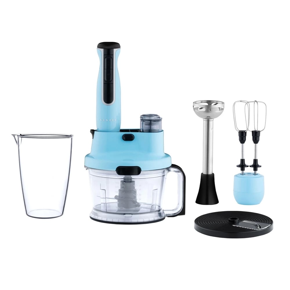 Vestel Nano Cut Retro 1500 W Düş Mavisi Blender Seti