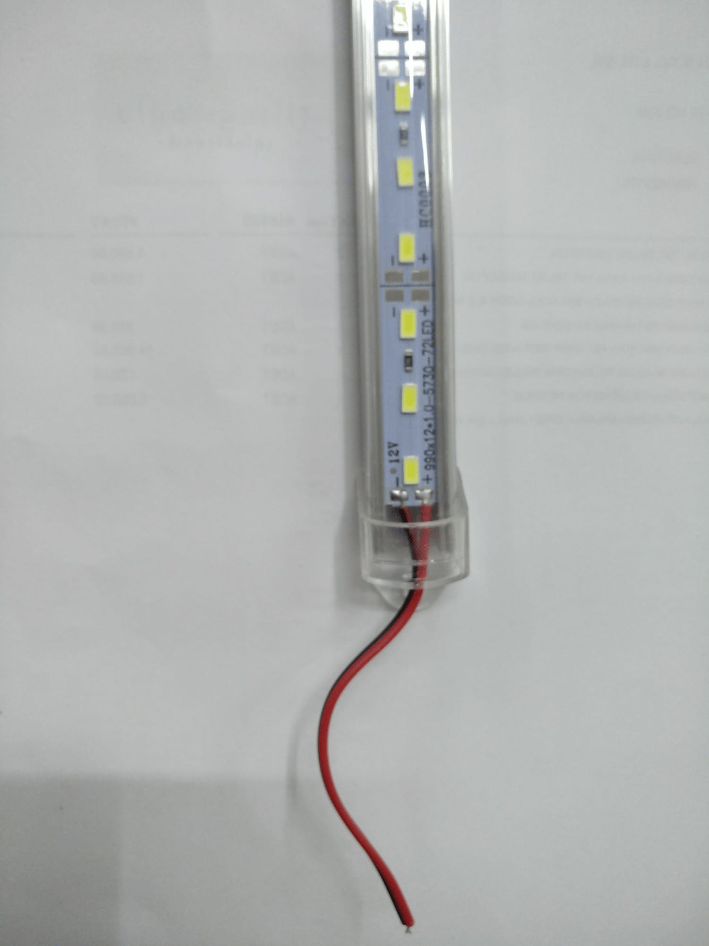 12 Volt Beyaz 5730 Smd Şeffaf Kalıplı 72 Led 1 Metre Bar Led