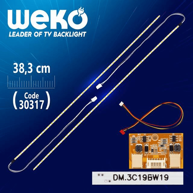 19'' Inch 38.3 Cm 54 Ledli 12V Universal Monitör E-Led Çift Led-Sürücü-Kablo Takımı (WK-0140)