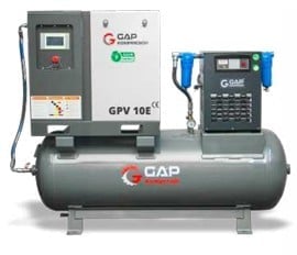 7.5 kW 10 Hp 500 lt Depo Üstü İnvertörlü Vidalı Hava Kompresörü | GPV 10E 
