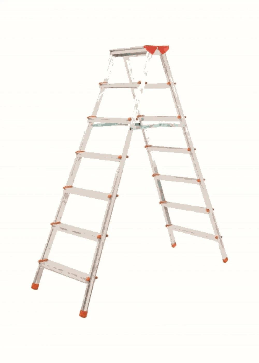 A Tipi 7 Basamaklı Çift Çıkışlı Alüminyum Merdiven 157 Cm