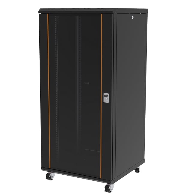 Ager AG-VB32U6060S1-BAAA-A-M1 Montajlı Vega Serisi Dikili Tip Kabinet (Ön Tek Açılım Cıtalı CAM/B - S1 Siyah) + Teker Takımı