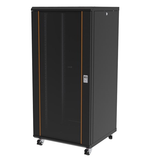 Ager AG-VB32U8080S1-BAAA-A-M1 Montajlı Vega Serisi Dikili Tip Kabinet (Ön Tek Açılım Cıtalı CAM/B - S1 Siyah) + Teker Takımı