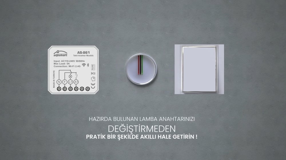 Alpsmart  AS-862 Çiftli Akıllı Wi-Fi Anahtar Modülü