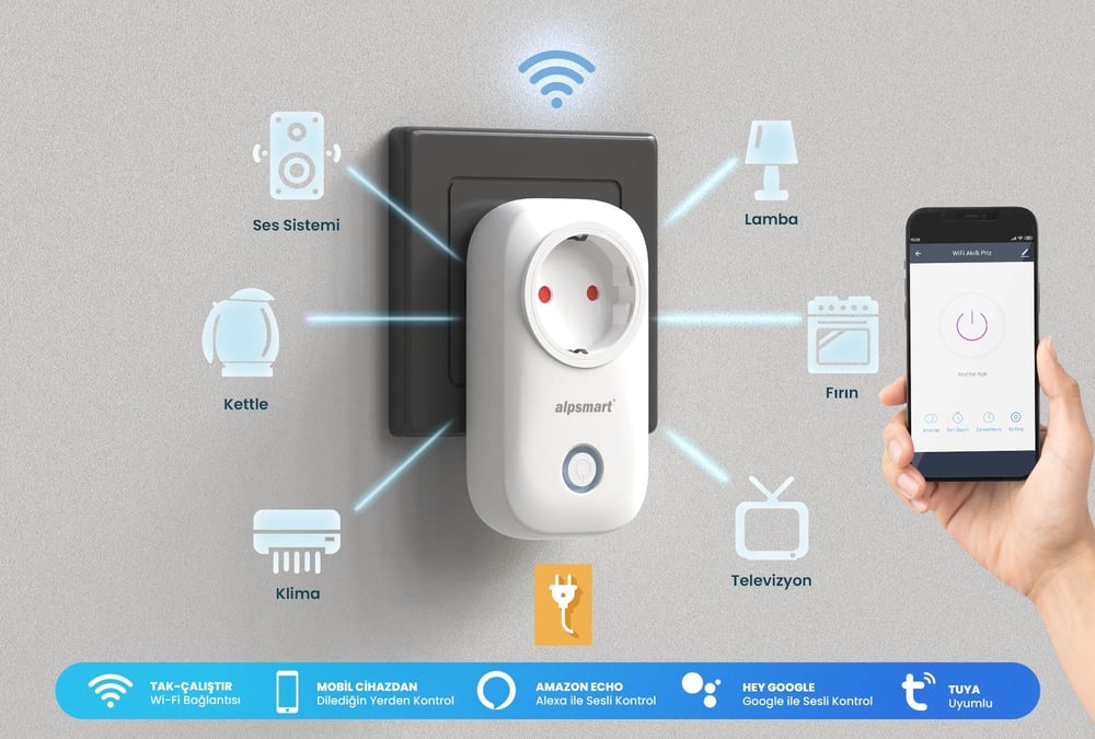 Alpsmart AS-816EU Tuya Akıllı Wi-Fi Priz 16A