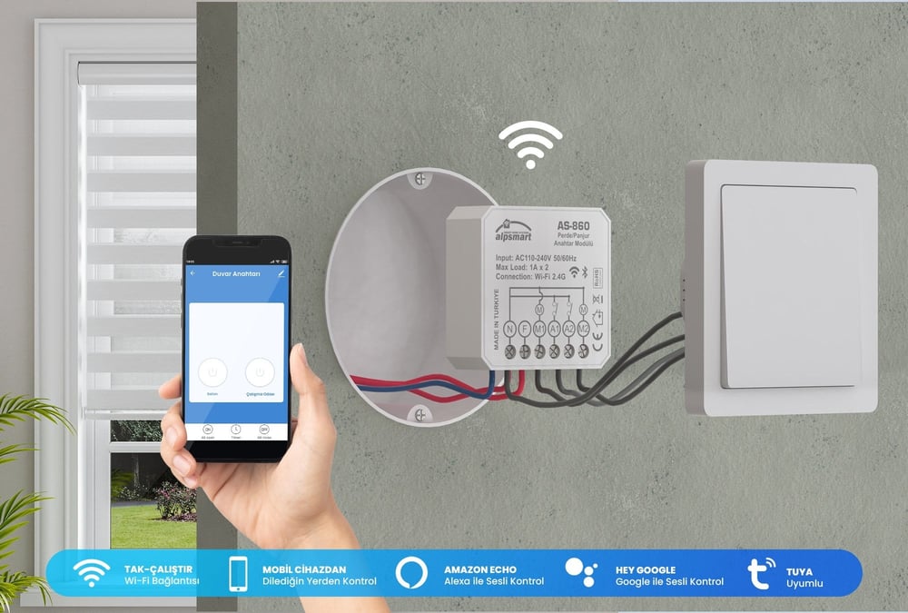 Alpsmart AS-860 Akıllı Wi-Fi Perde / Stor v Panjur Anahtar Modülü