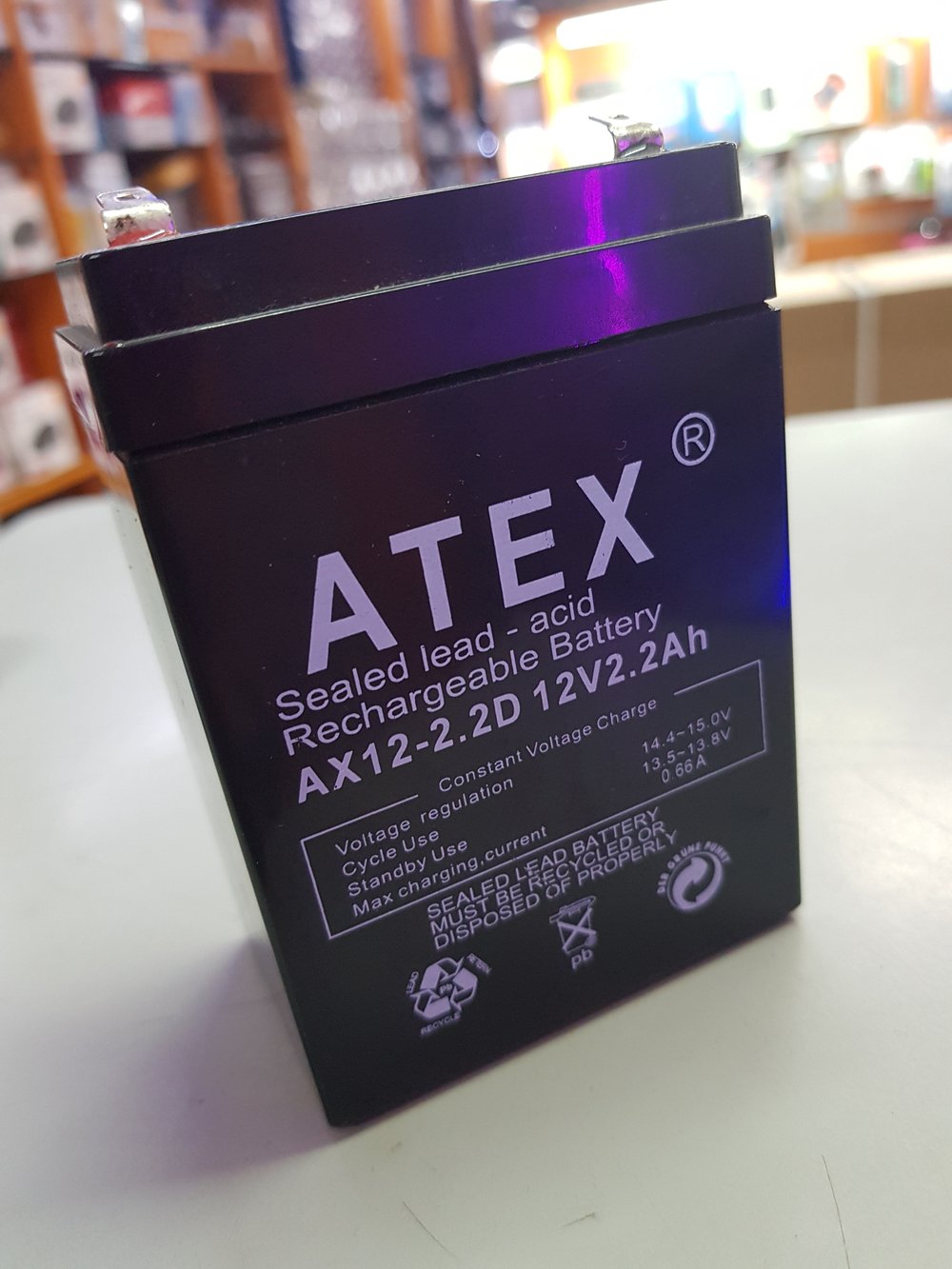 Atex AX12-2.2D 12 Volt 2.2 Amper 70x46x101mm Kuru Dik Akü