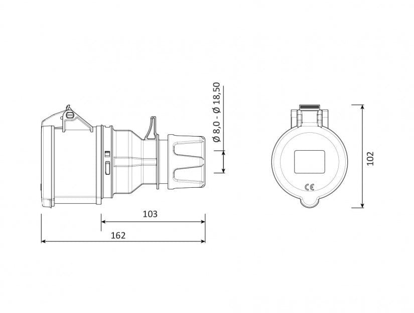 Bemis BC1-3505-2312 5/32A Uzatma Prizi | IP44 Endüstriyel Priz