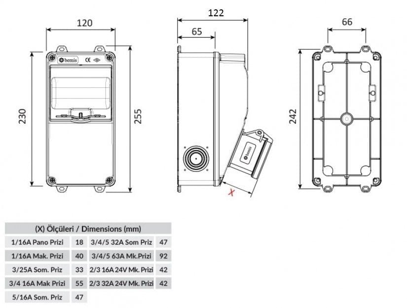Bemis BD1-2134-2020 V5 Kombinasyon Priz | 5/32A & 1/16A | IP44 Endüstriyel