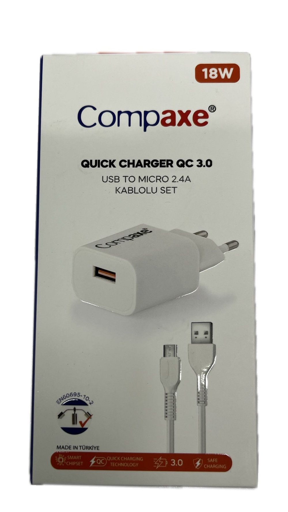 Compaxe CTA-150QCUM24B 5 Volt 3 Amper Micro to USB Kablolu Set 18 Watt Gerçek Değer