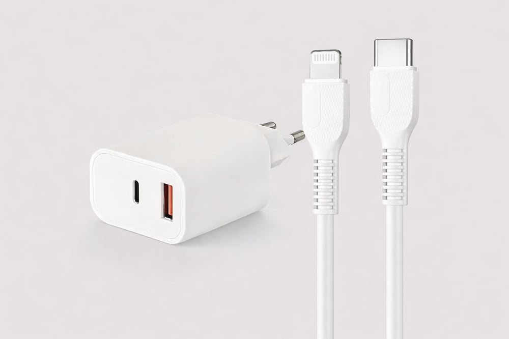 Compaxe CTA-250CA TL 5 Volt 3 Amper USB C1/A1 Hızlı Şarj Adaptör Type-C to Lightning Kablolu Set 25 Watt Gerçek Değer