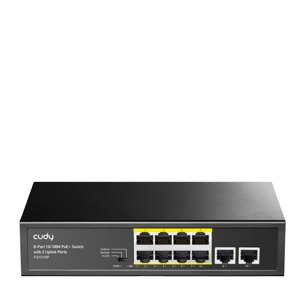Cudy FS1010P 8 Port 10/100MBPS 120W Poe+ 2 Uplink Port Cctv Rack Mount Metal Switch