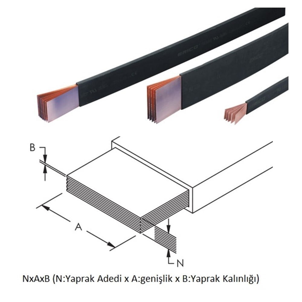ERIFLEX 534041 Flex Bara Kalaylı Bakır 8x(50x1) mm 1000A - 2 Metre