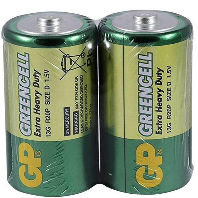 GP Greencell R20 1.5V Büyük D Boy Çinko-Karbon Pil 20li Paket (13G)