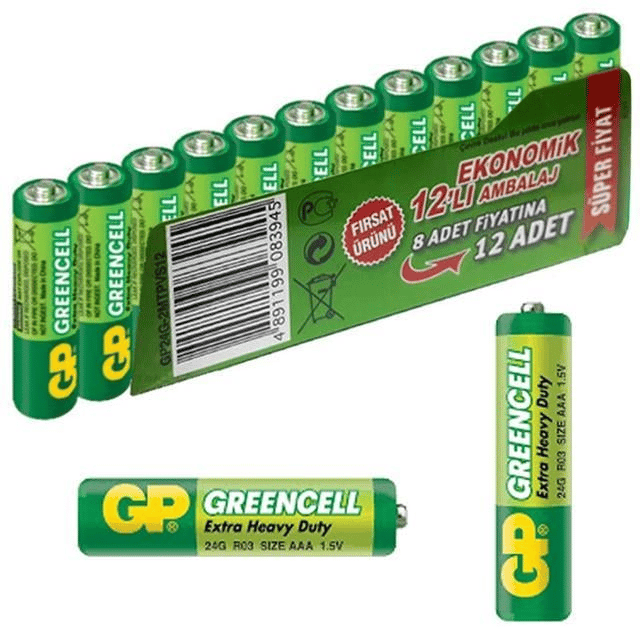 GP İnce AAA 12'li Kalem Pil 24G-VS12