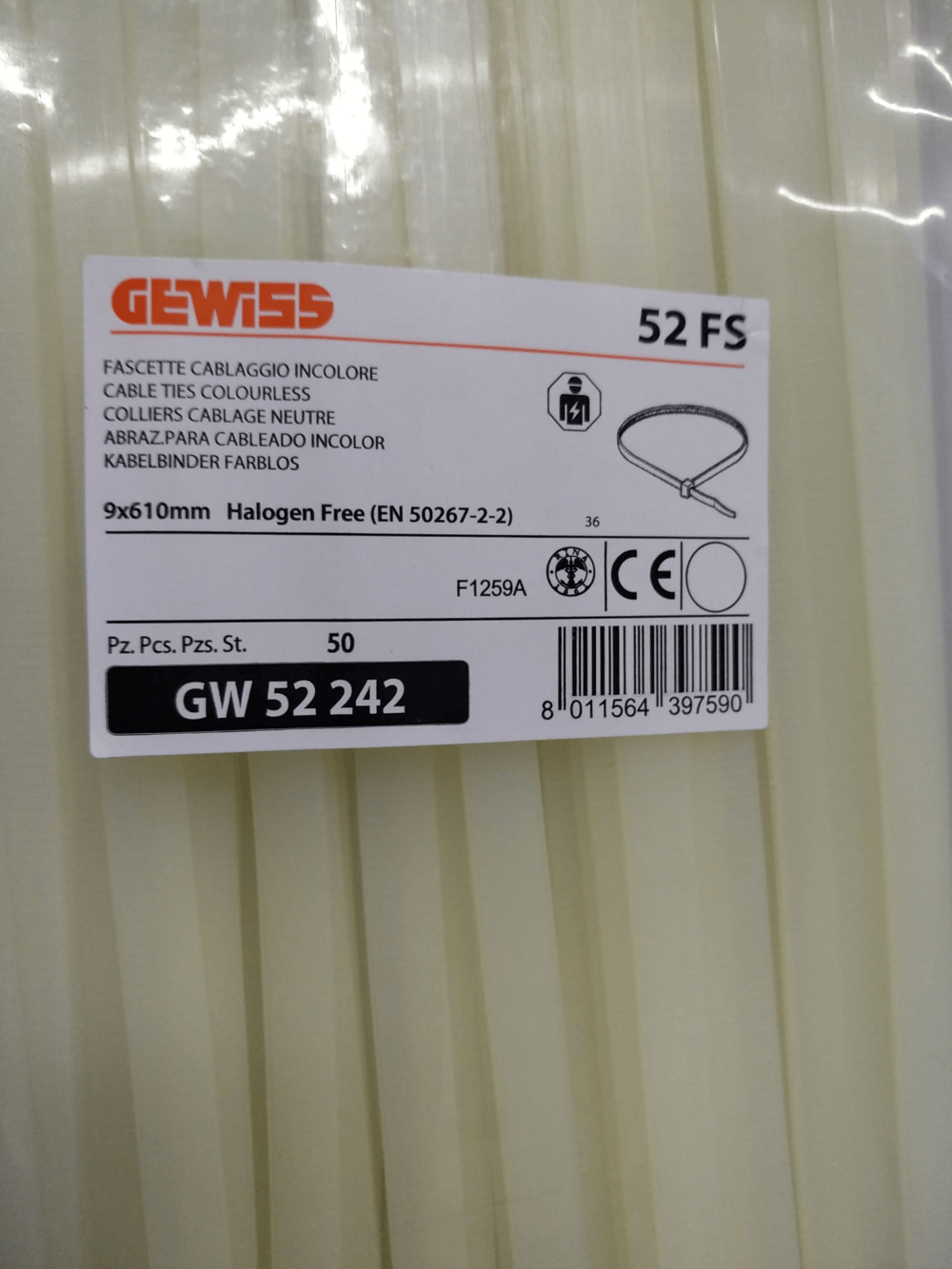 Gewiss GW-52242 9X610mm Halegon Free Kablo Bağı Beyaz - 50 Li Paket Halinde