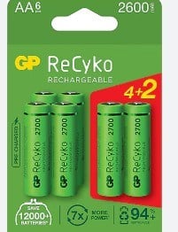 Gp Reycko 2600 mAh AA Şarjlı Kalem Pil 6 Lı Paket Halinde