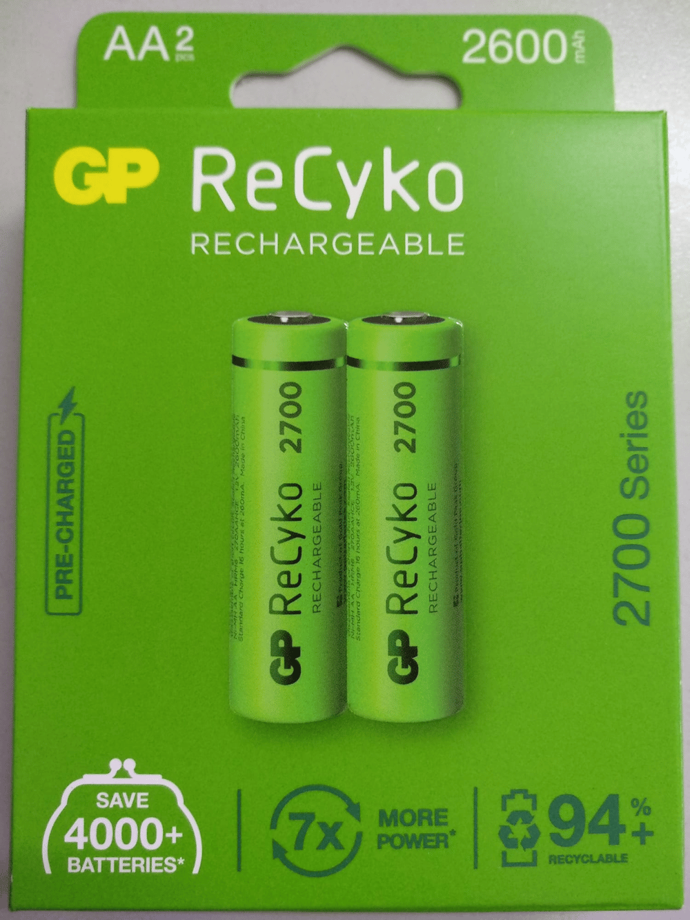 Gp Reycko 2600 mAh Şarjlı Kalem Pil 2 Li Paket Halinde