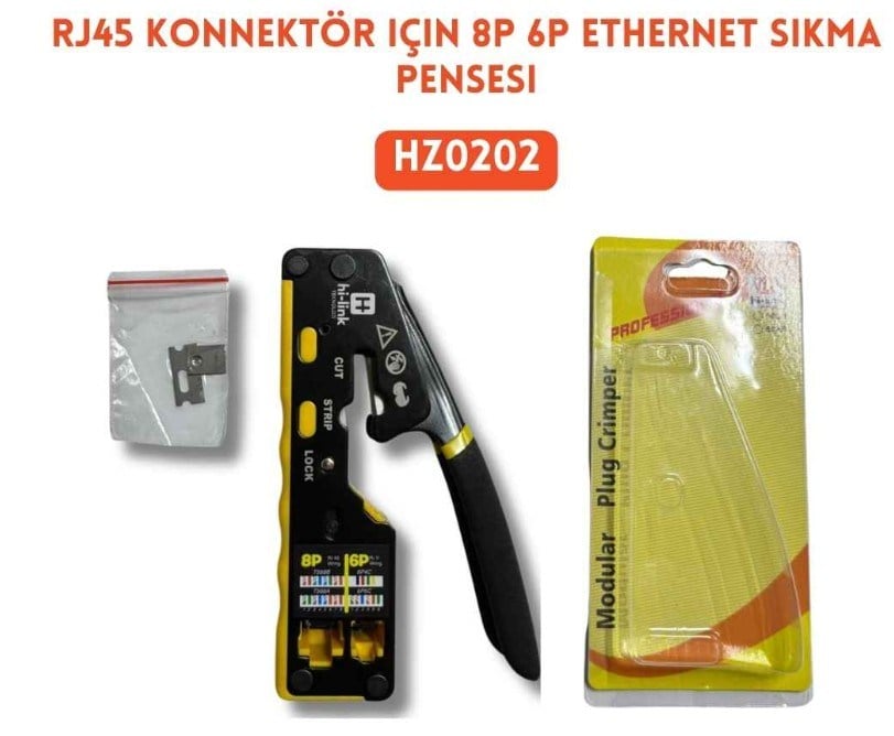 Hi-Link HZ0202 RJ45 Konnektör için 8P 6P Ethernet Sıkma Pensesi