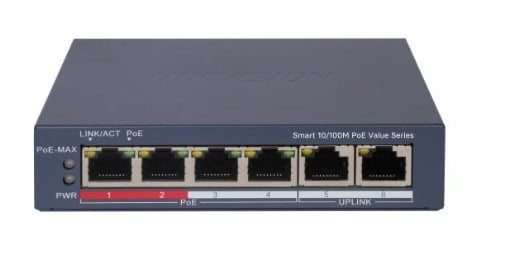 Hikvision DS-3E1106P-EI/M 4 Port PoE 10/100 2-Uplınk Yönetilemez Switch