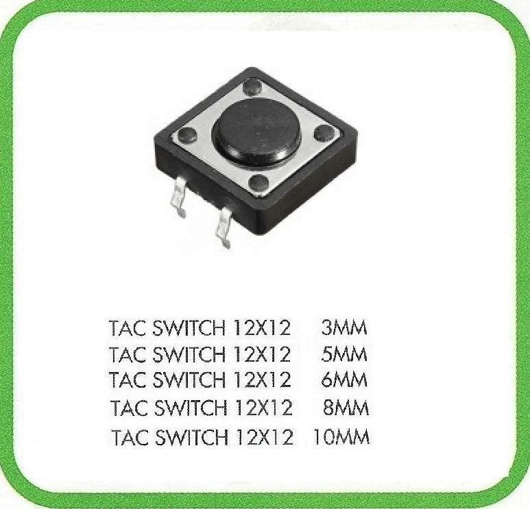 IC-202 Kare Buton Büyük Tac Switch 12x12x1mm 2 Li Paket Halinde