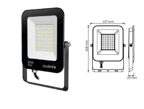 İnoled 7202-02 20 Watt Egra IP66 3000K Gün Işığı Led Projektör