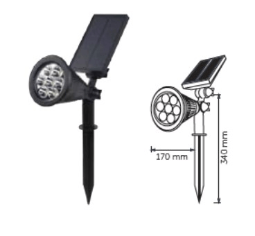 İnoled 9301-01 7 Watt Solar Bahçe Çim Armatür Beyaz - 6500K