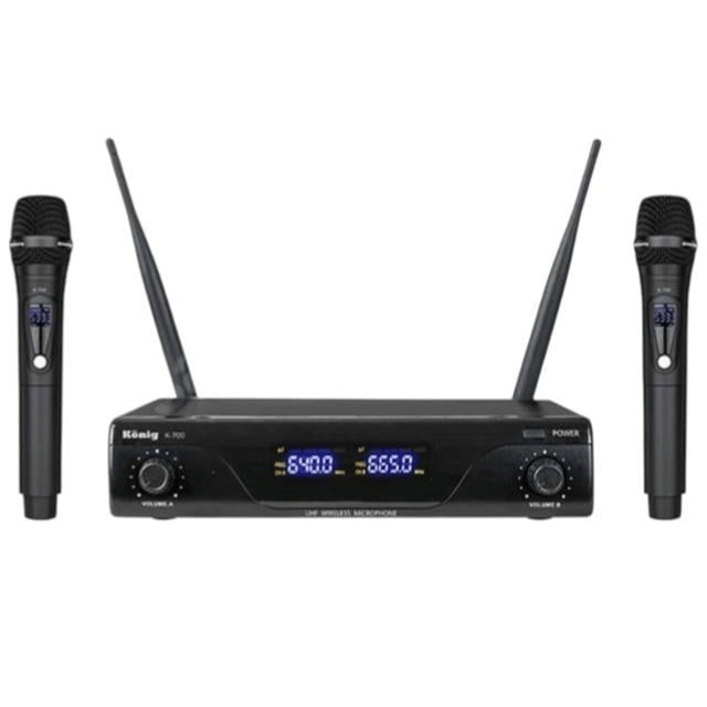 König K-700 Y-Y Profesyonel 663-694Mhz 2 Yaka 2 Kanal Uhf 2x50 Kablosuz Telsiz Mikrofon