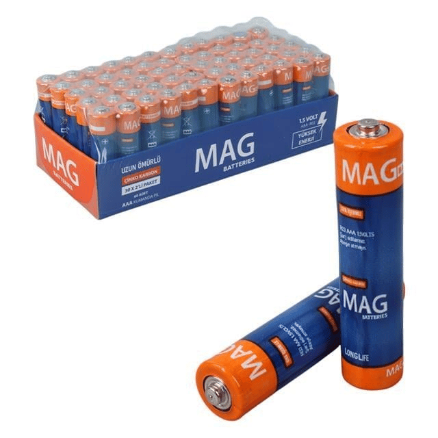 Mag Batteries MG-26172 Karbon Çinko AAA 60lı Paket İnce Kalem Kumanda Pili (AAA,R03 UM-3)