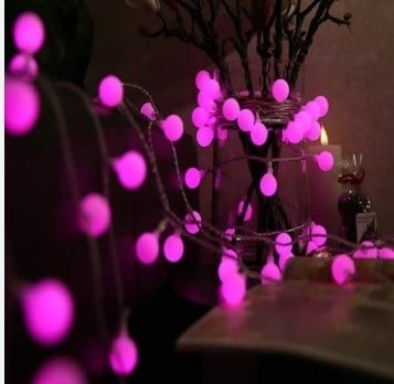 Magicline 308 RGB Pembe Top Animasyonlu Pilli 2 Metre Yılbaşı Led Işık