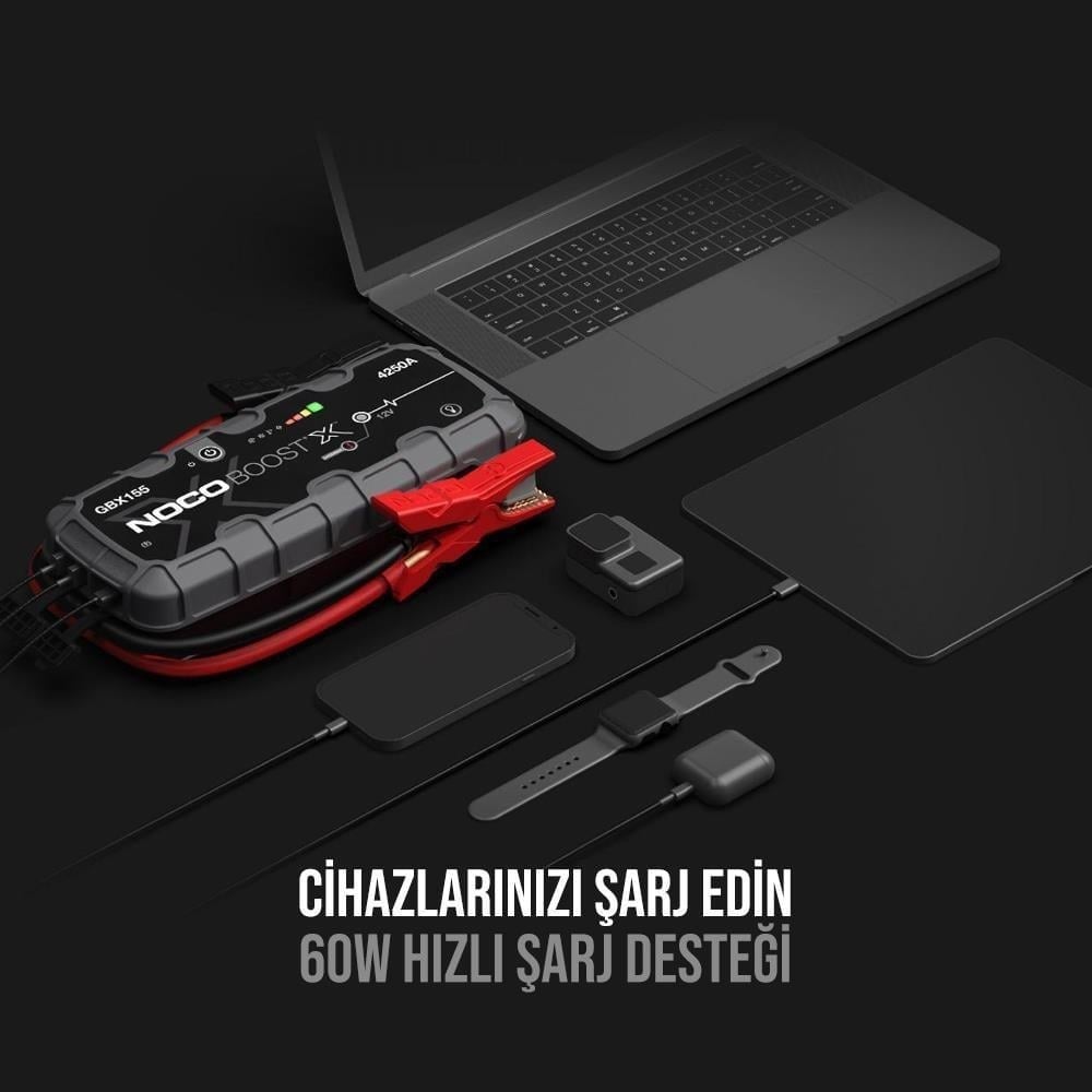 NOCO Boost GBX155 12V 4250 Amper Lityum Akü Takviye + Powerbank + LED Lamba + Eva Çanta