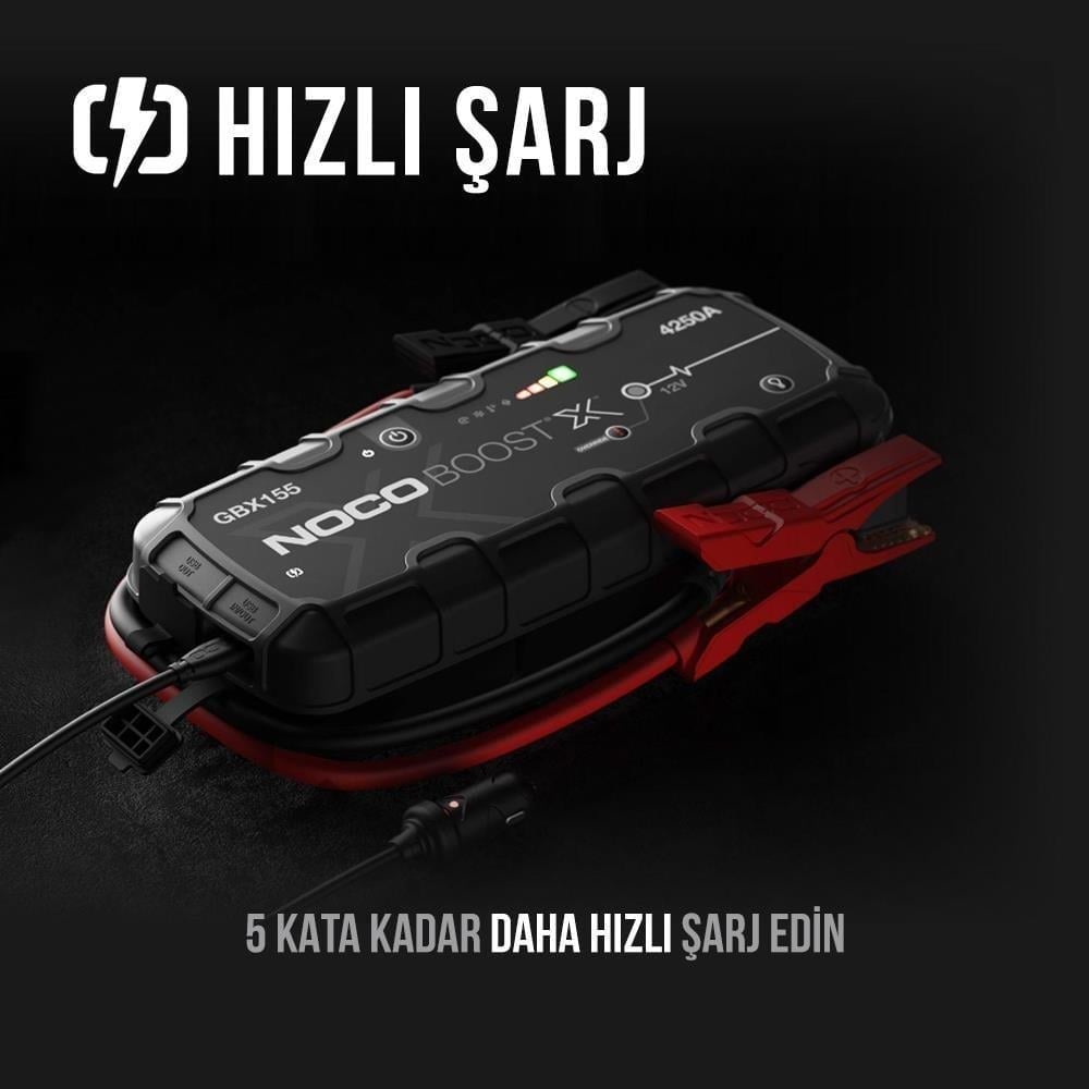NOCO Boost GBX155 12V 4250 Amper Lityum Akü Takviye + Powerbank + LED Lamba + Eva Çanta