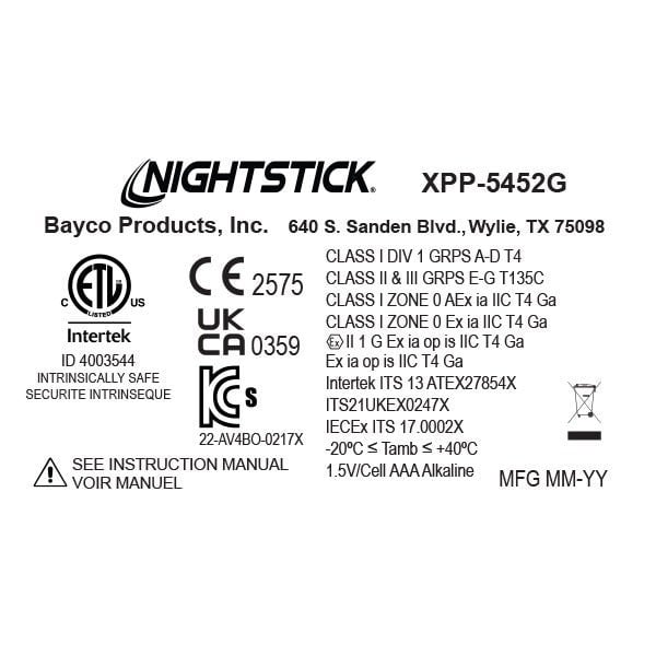 Nightstick XPP-5452G Zone 0 Intrinsically Safe LED Kafa Lambası 180 lm