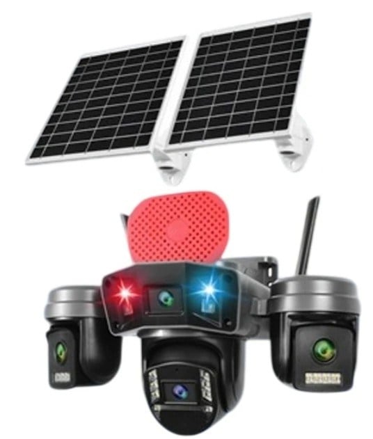 O-Kam OK-336 4 Lens 4G AOV Sirenli Çakarlı Çift Panel Solar Kamera