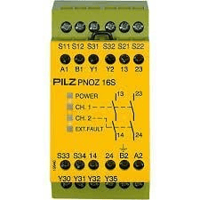 Pilz 774073 PNOZ 16S 110VAC/24VDC Emniyet Rölesi – 2 N/O, 2 SC, E-STOP ve,Basınca duyarlı paspas izleme