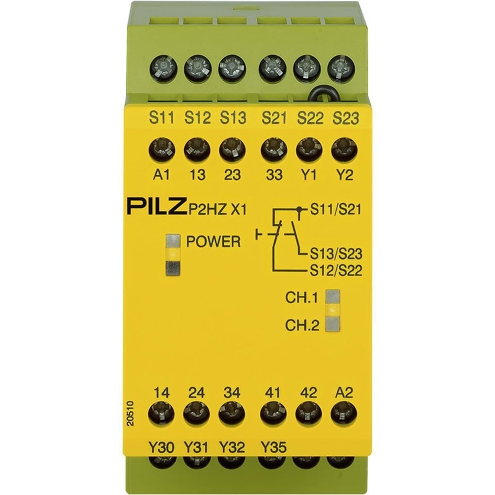 Pilz 774438 P2HZ X1 230VAC Emniyet Rölesi – 3 N/O, 1 N/C, 2 SC, Çift El Kontrol