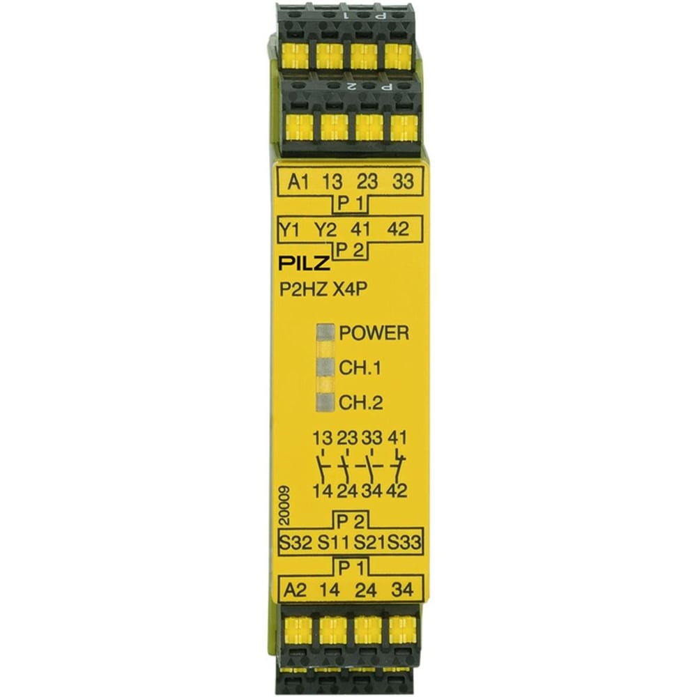 Pilz 787355 P2HZ X4P C 24VDC Emniyet Rölesi – 3 N/O, 1 N/C, Çift El Kontrol