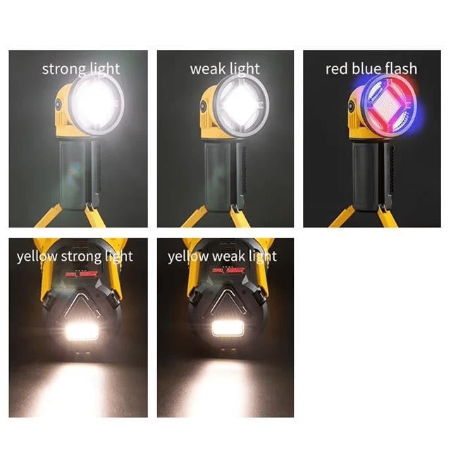 Powermaster MX-W5164-3 Kırmızı Mavi Çakarlı COB Ledli Şarjlı Kamp El Feneri Işıldak