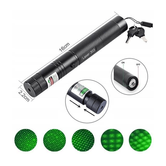 PowerMaster OM-120118650 Pilli Şarjlı Anahtar Emniyetli Yeşil Lazer Pointer (50 KM)