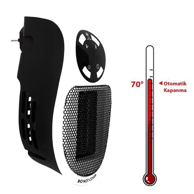 PowerMaster PM-20327 500 Watt Priz Tipi Uzaktan Kumandalı Taşınabilir Isıtıcı (Zamanlayıcı - Otomatik Kapanma)