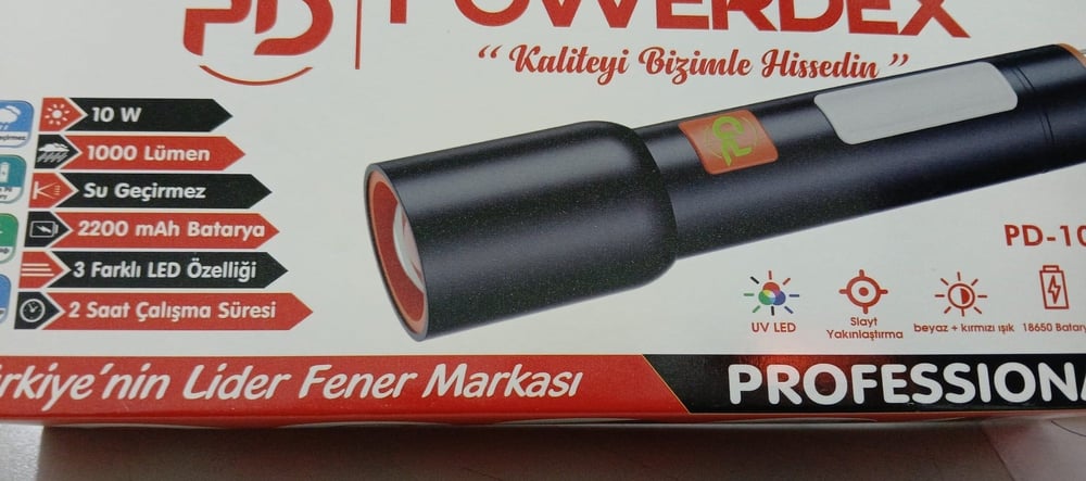 Powerdex PD-1007 1000 Lümen Şarjlı El Feneri 10W