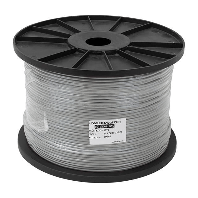 Powermaster 2+1 Gri 0.22 Mm CCTV Kamera Kablosu 500 Metre