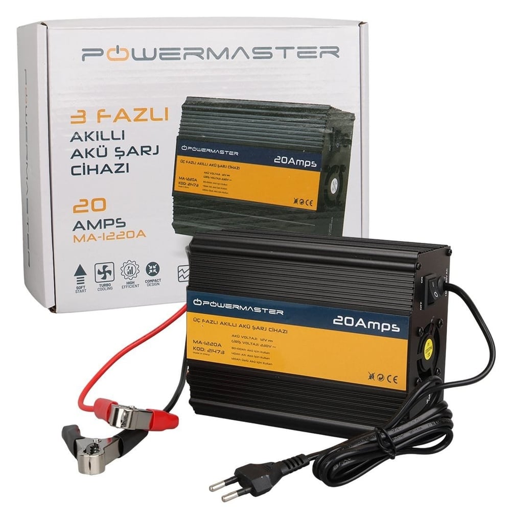 Powermaster MA-1220A 12 Volt 20 Amper Akıllı Akü Şarj Cihazı
