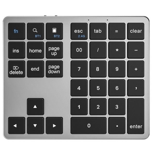 Powermaster PM-26595 Mini Gri Bluetooth 5.2 Kablosuz 35 Tuş Klavye Genişletme Sayı Bloğu