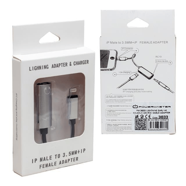 Powermaster PM-3833 Lightning Şarj Ve Kulaklık Çevirici Kablo Adaptör