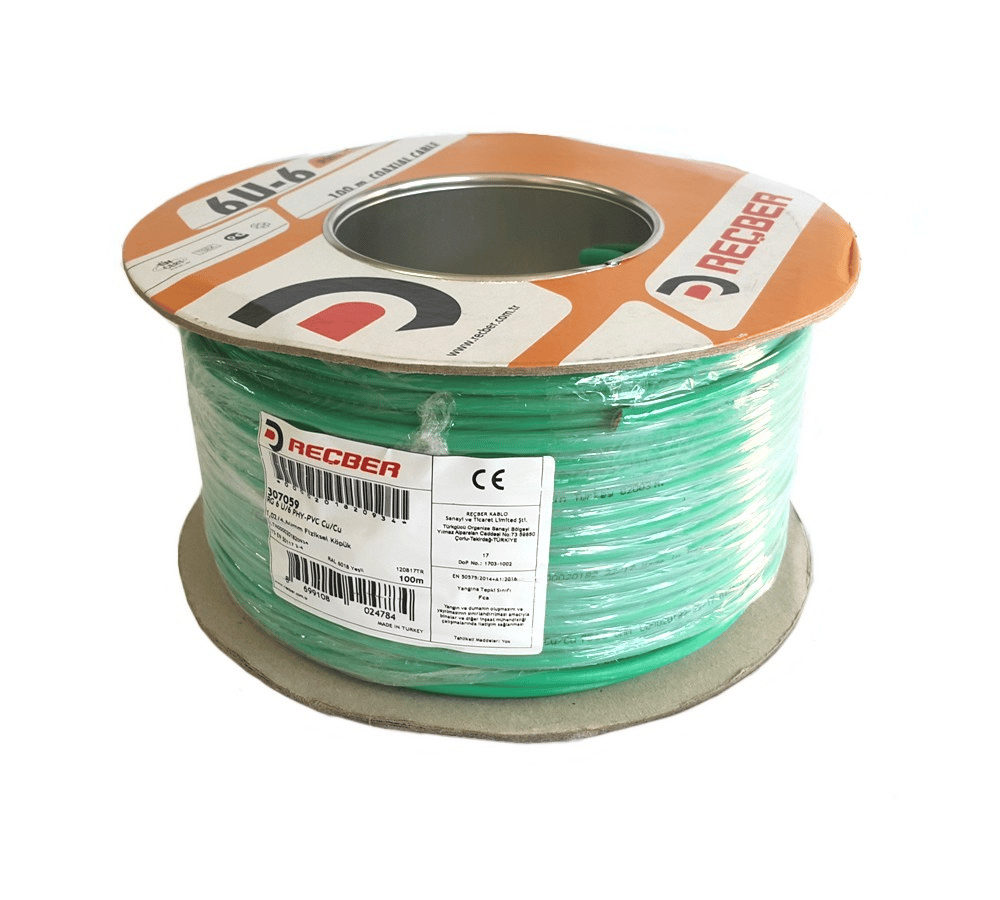 Reçber 307059G RG6 U6 Yeşil Uydu kablo - Metre