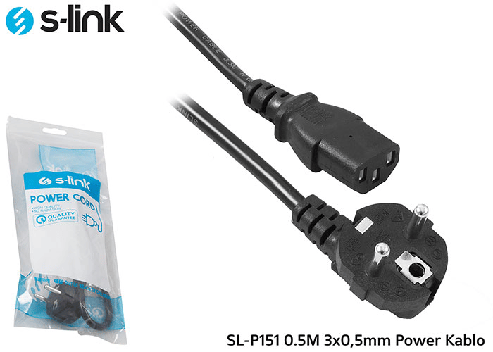 S-Link SL-P151 0.5M 3x0,5mm Pc Power Kablo