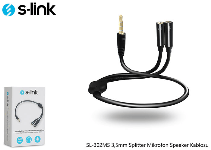 S-link SL-302MS 3.5mm Erkek Stereo - 2 Dişi Stereo Kablo