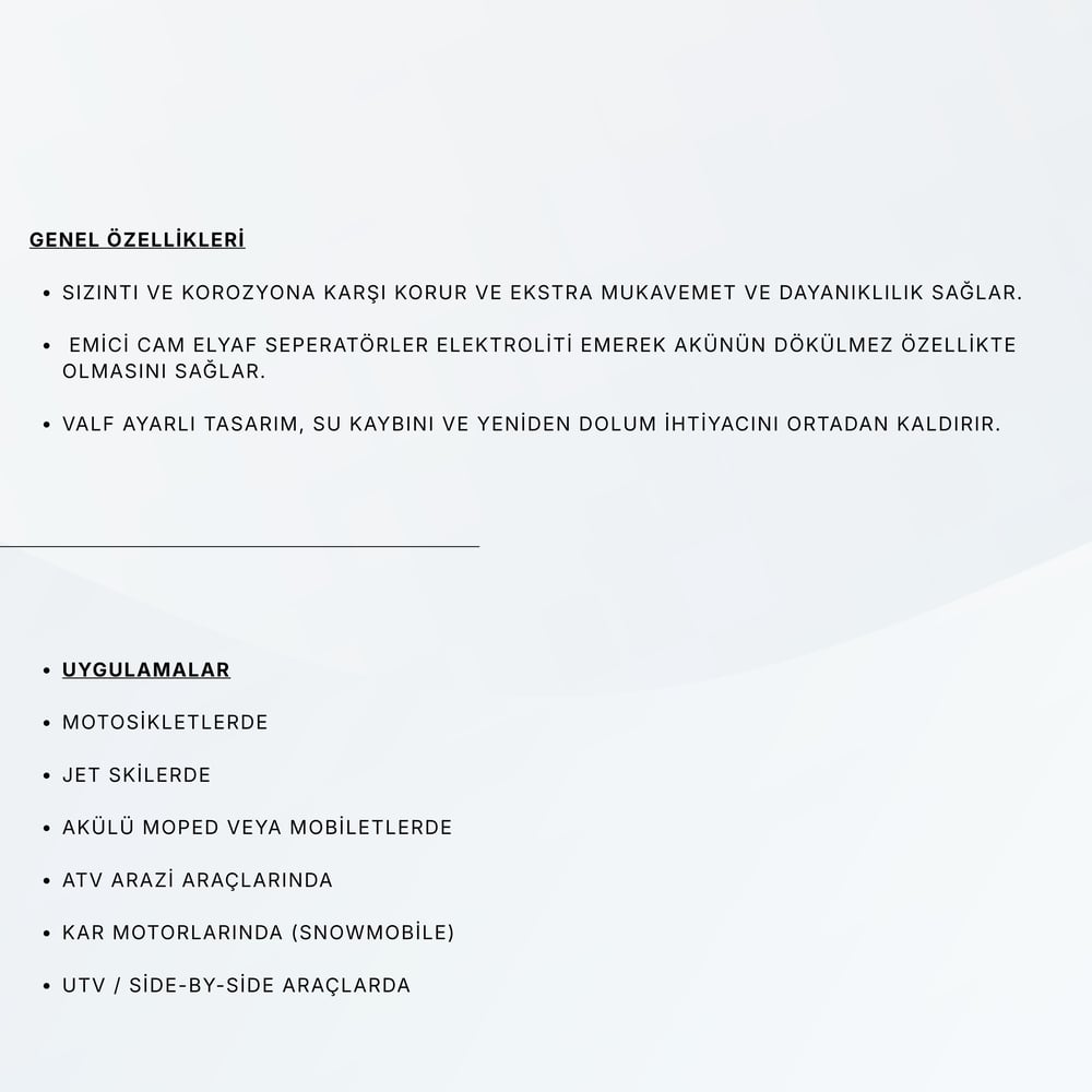 SPEEDOL SP-YTX7L-BS MOTOSIKLET AKUSU (AGM TEKNOLOJISI) 12V7AH/100CCA
