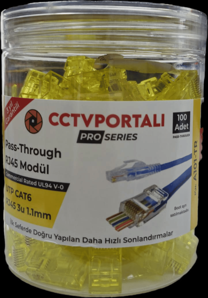 Stonet A101-TR 3U Cat6 1.1mm Yeni Nesil Sarı RJ45 Jack - 100 Lü Paket Halinde